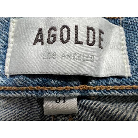 AGOLDE WOMENS 31 ELLIS TROUSER HIGH RISE ANKLE WIDE JEANS BAFFLE BLUE NEW - Picture 3 of 13